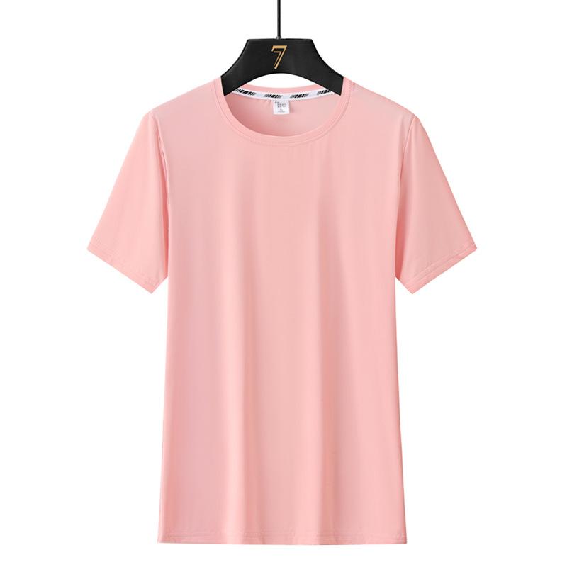 (M-5XL)Ледяной шелк, быстросохнущая женская свободная спортивная футболка для фитнеса, тренировочная рубашка с короткими рукавами, топы для йоги с круглым вырезом