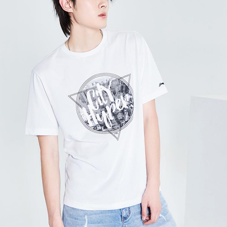 Li-Ning Мужская футболка с коротким рукавом и принтом городского алфавита, белая AHSQ743-3