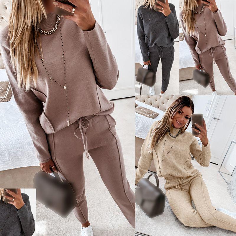 Stylish Ladies Lounge Wear 2 Piece Set Featuring High Neck Casual Pyjamas Joggers