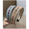 Bohemian Woven Wide Headband for Women, Vacation Style Non-slip Hair Hoop, Colorful Stitching Hairband for Washing Face & Daily Use