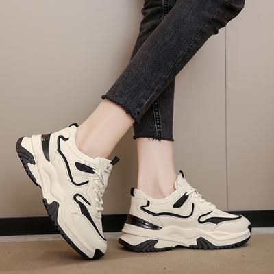 Женская спортивная обувь, осень, новая мода, удобные женские вулканизированные туфли, толстая подошва, круглая головка, шнуровка, женские одинарные туфли