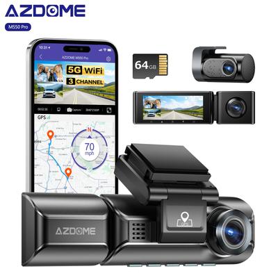 Видеорегистратор M550 Pro 4K со встроенным GPS и 5G WiFi, экраном 3,19 дюйма, функцией ночного видения, режимом парковки, в комплекте карта памяти на 64 ГБ