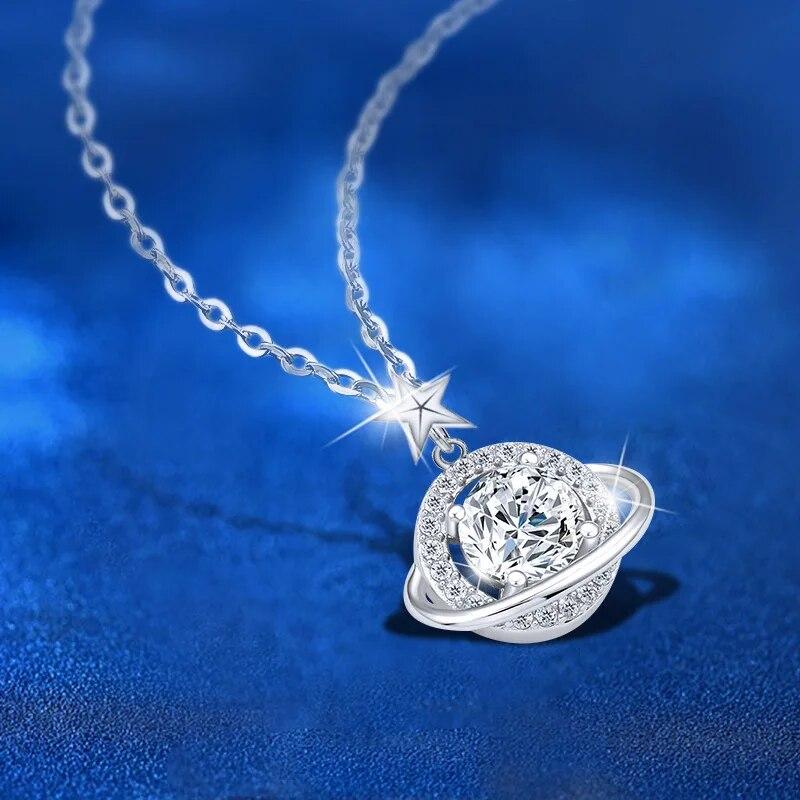 D Цвет 1 карат Муассанит Ожерелье с подвеской из 100% стерлингового серебра S925 Moissanita Star Очаровательные ювелирные изделия проходят тест на бриллианты GRA