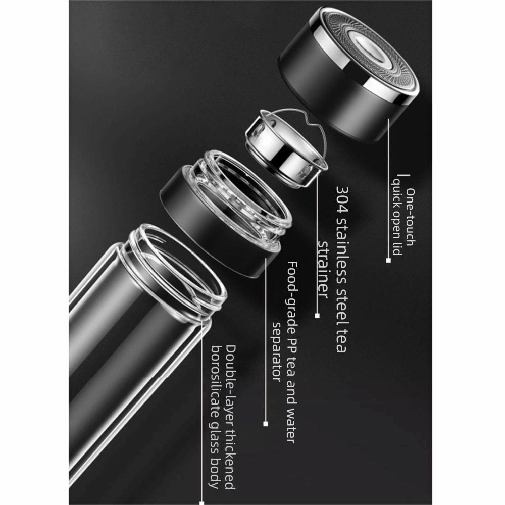 Borosilicate Glass Tea Water Cup One Click Opening Infuser Tumbler Outdoor Activities