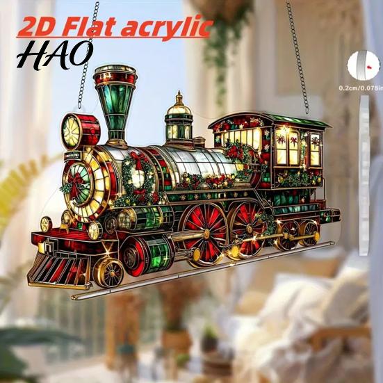 Snowman Party Ornament Christmas Suncatcher, Stained Glass Style Window Hanging Ornament, Cute Cat Santa Black Gift Claus Sun Catchers for Tree Porch