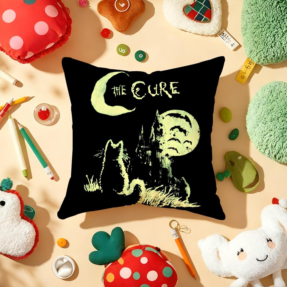 Vintage The C-Cure Rock Band Cushion Cover Plush Fabric Soft Double-Sided Printed Sofa Warm Winter Home Gift Pillow Cover