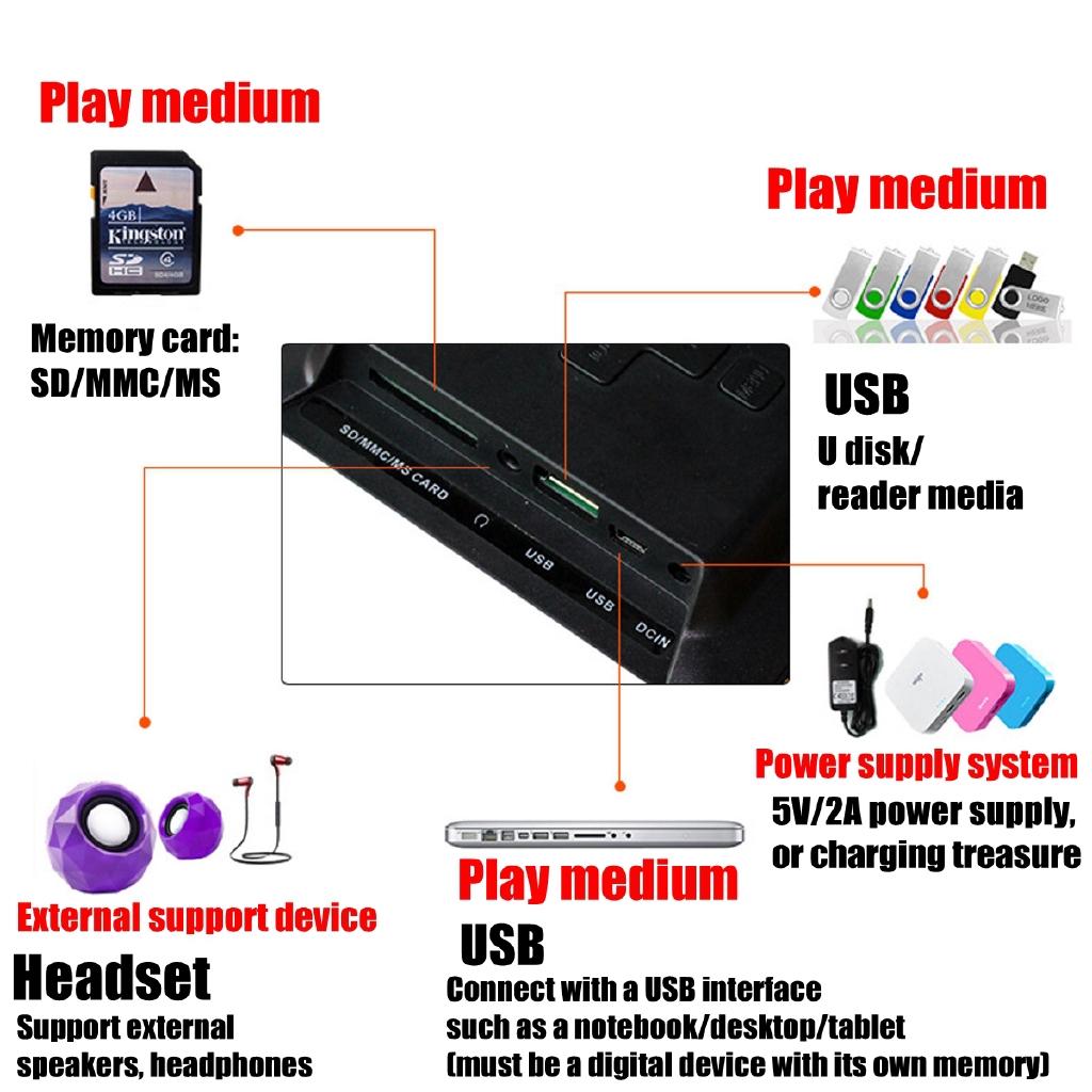 White/Black Remote Control Digital 8'' LED Calendar Clock Alarm Large Letter Multimedia & travel home office Desk Clocks