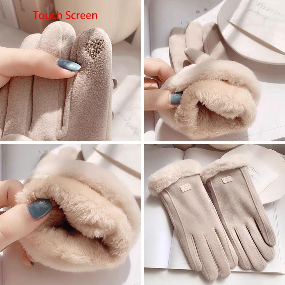 Thick Winter Gloves Velvet Women Mittens Skiing Plush Gloves  Girls