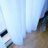Set of 2 lace curtains for nighttime with solid 100cm wide x 108cm UV-blocking privacy, pre-installed hooks, white, long.