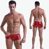 Мужское нижнее белье, нижнее белье из искусственной кожи с заниженной талией, сексуальные вогнуто-выпуклые карманы, шорты-боксеры и шорты-четырехугольники