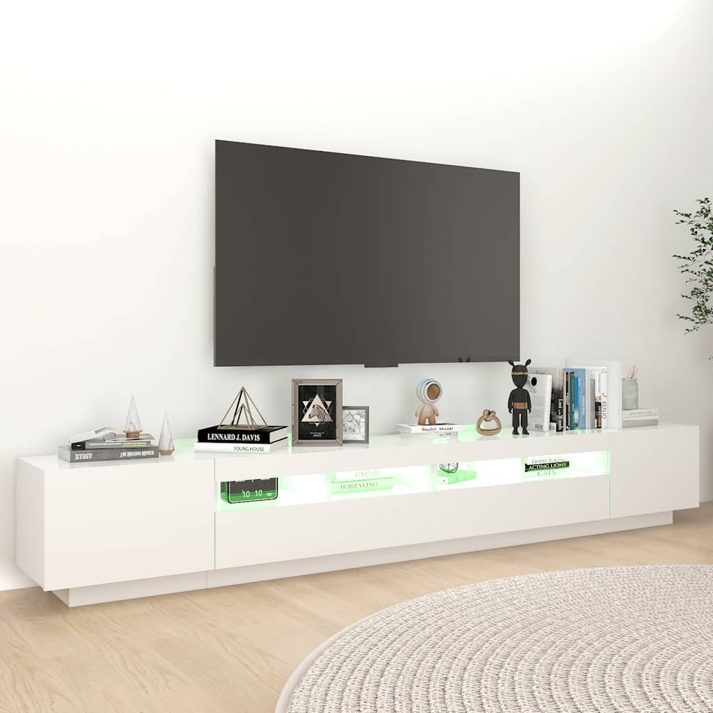 Vidaxl Szafka Pod Tv Z Oświetleniem Led, Biała, 260X35X40 Cm