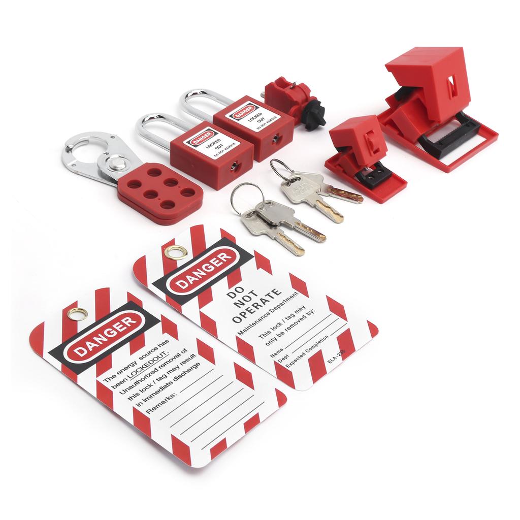Safety Lockout Tagout Kit Lockset Fitting Tools Multifunctional Portable with Pocket Bag