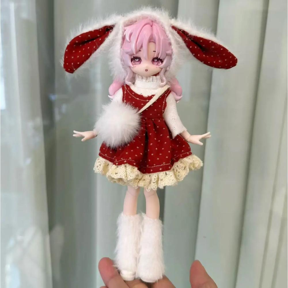 Набор зимней одежды для кукол 1/8 1/12 OB11 BJD - Милый теплый наряд горничной из плюша, аксессуары для переодевания кукол (Только Одежда)