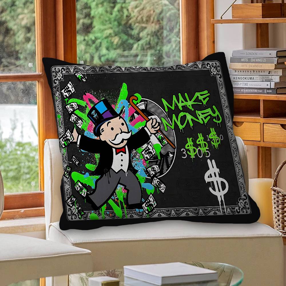 Cartoon Dollar Monopolys Pillow Cover for Bedroom Room and Living Room Sofa Decorative Cushion Cover