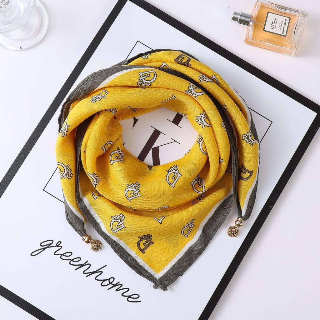 Осенне-зимний шелковый шарф в западном стиле с корейским акцентом в виде магнитного золотого шарика