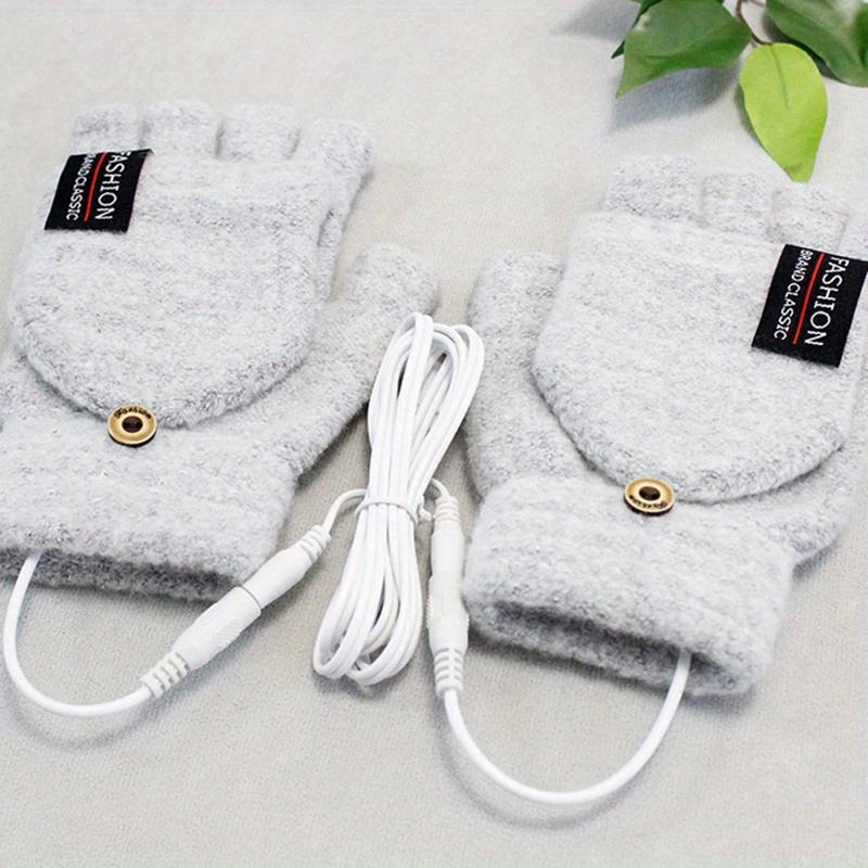 Перчатки унисекс USB для обогрева рук, трикотажные, полуобогреваемые, без пальцев + раскладушка, обогреватель с кнопками, можно стирать, дизайнерские перчатки, зимние, согревающие руки