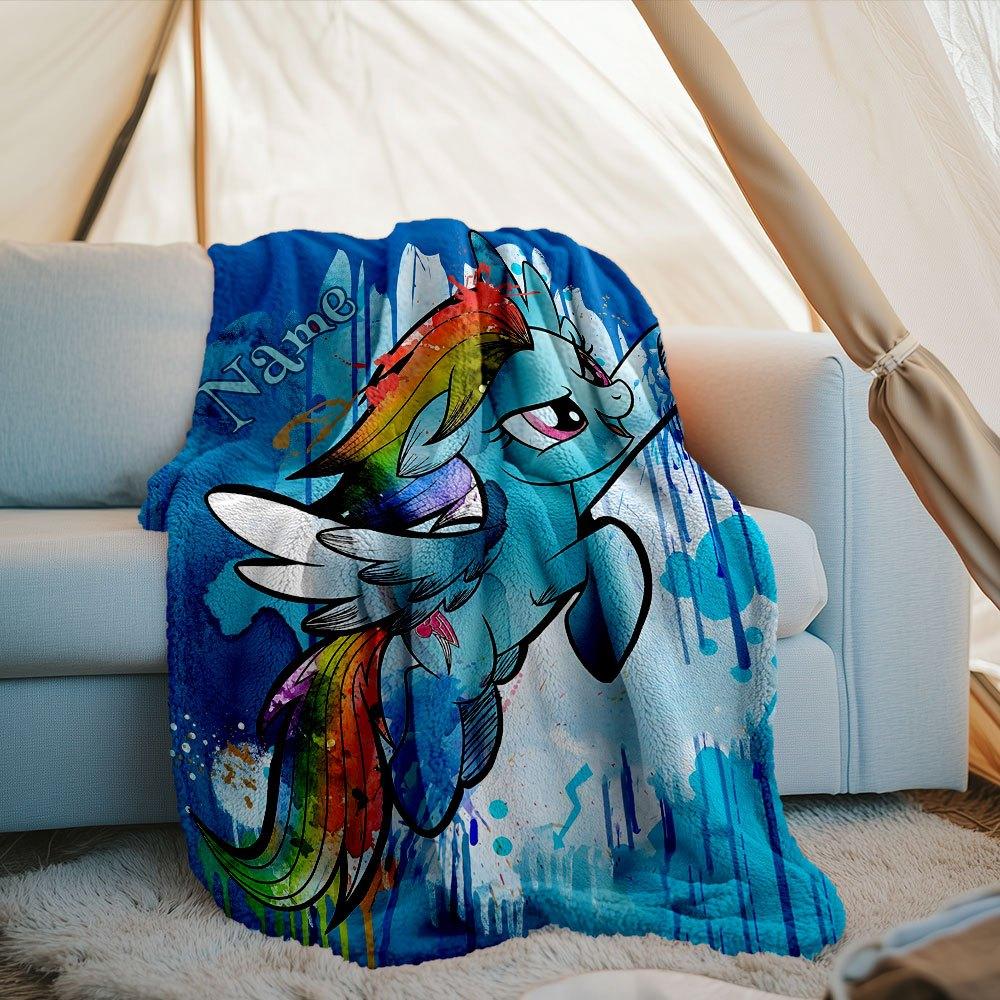 Rainbow Dash Outdoor Customize Your Name Blanket Soft And Cozy Lightweight For All Seasons Perfect For Travel Camping Picnic Sofa Office Bed Living