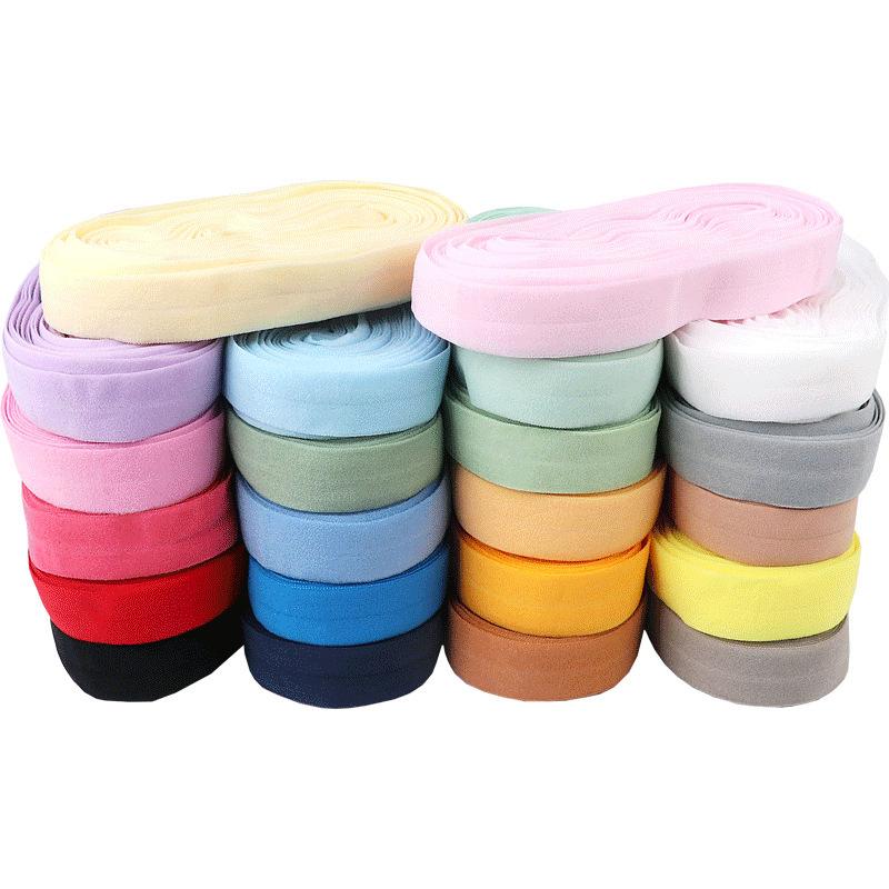 Garment Accessory 20mm Fold Over Bands Cotton Cloth Multicolor Elastic Ribbon Waist Band