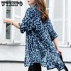 WTEMPO Women's Korean Style Leopard Print Simple Versatile Thin Sun Protection Clothing Large Size Casual Loose Spring/Summer Long Coats