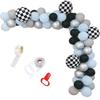 94 Racing Balloon Wreath Kit Decorative Racing Theme Party Supplies Plaid Aluminum Foil Balloon Decorative Gas