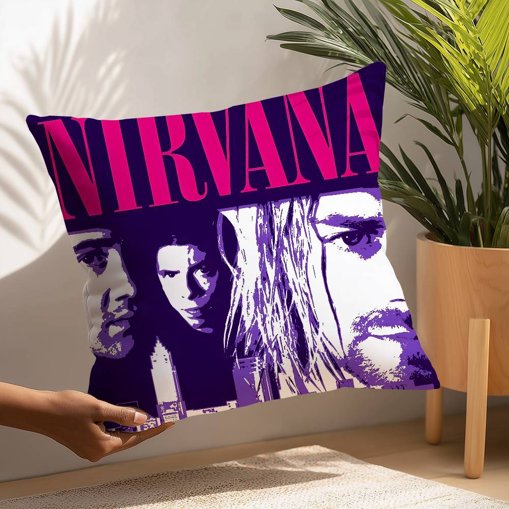 Классическая группа N-Nirvana Наволочка Квадратная Двусторонняя печать Чехол для подушки Для дивана Домашний декор Спальня Подарок