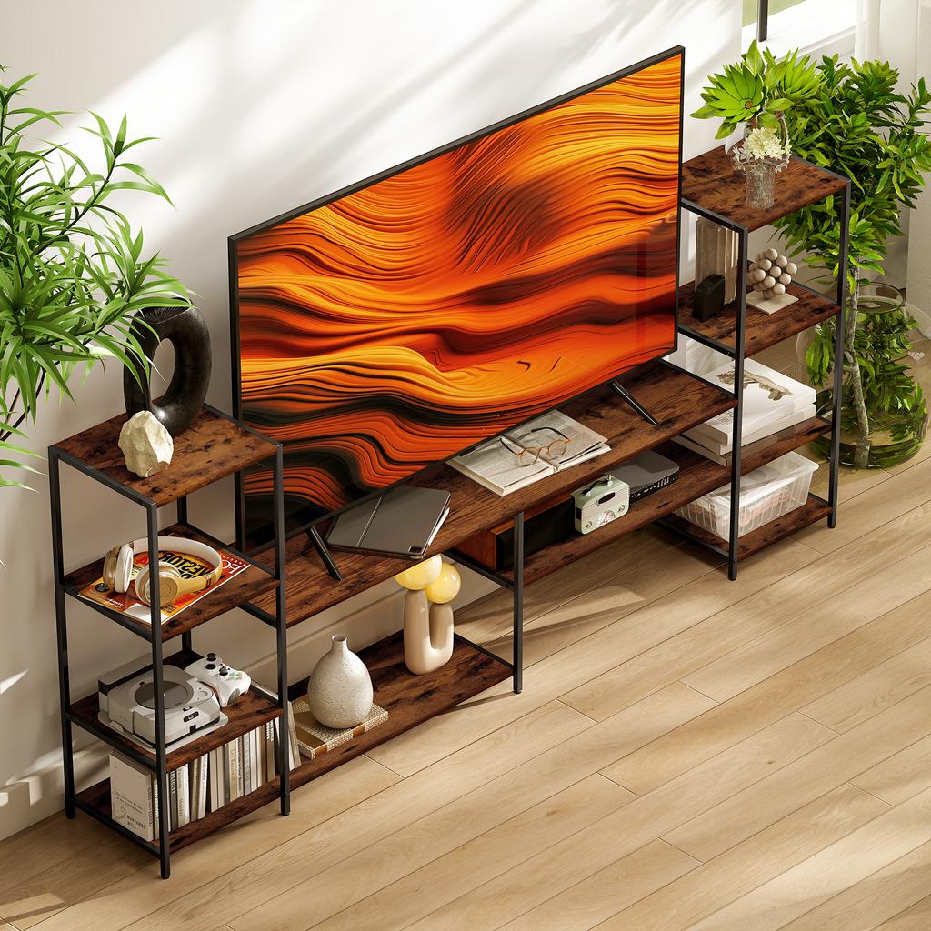 TV Unit for TVs up to 60 Inches, Industrial TV Stand with Storage Shelves, Entertainment Centre for Living Room, Bedroom