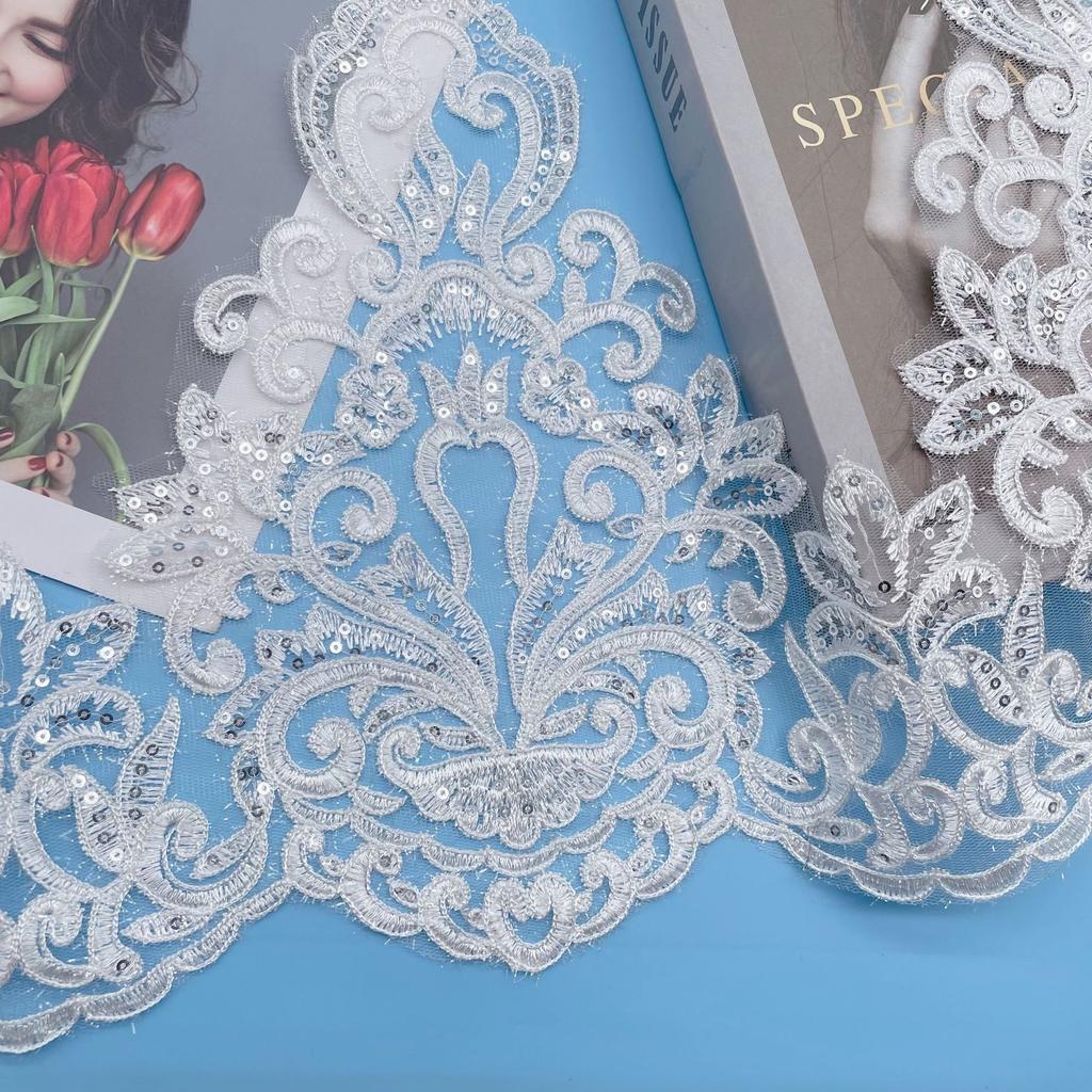 50Yard Car Bone Lace Lace Wool Rope Net Bottom Embroidery Barcode, Three-In-One Lace, Width 34Cm