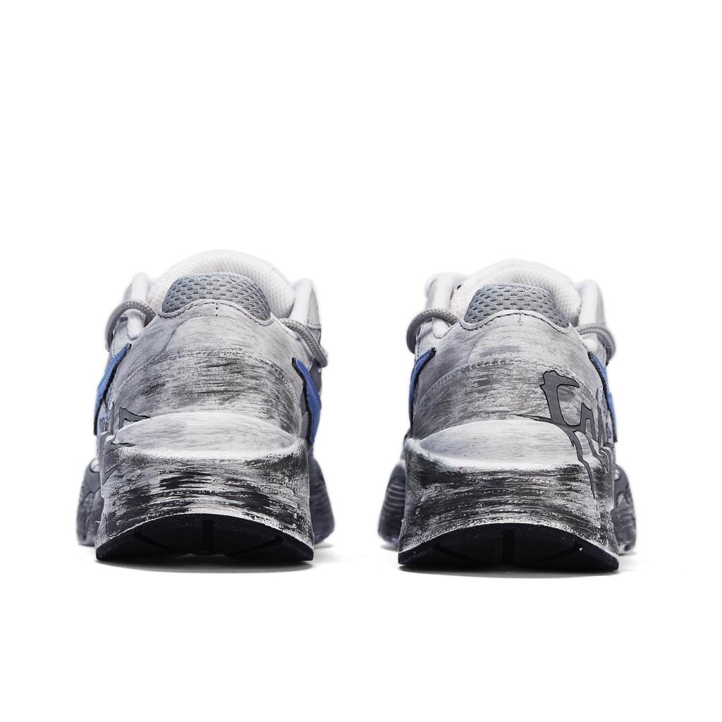Nike Air Max Fusion Da Vinci Custom, Royal Blue Leather Lightweight Low top Casual Shoes Women's Silver Gray CJ1671-100(TeamM-)