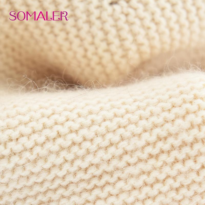 SOMALER Зимняя вязаная шапка-бини из ангоры с длинными волосами, мягкая, теплая, высококачественная, вязка косами, простая шапка-бини для женщин