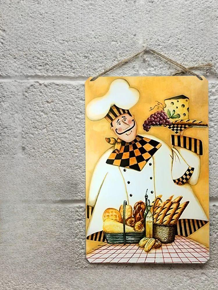 Металлическое настенное искусство «Шеф-повар», Постер для декора кухни и ресторана