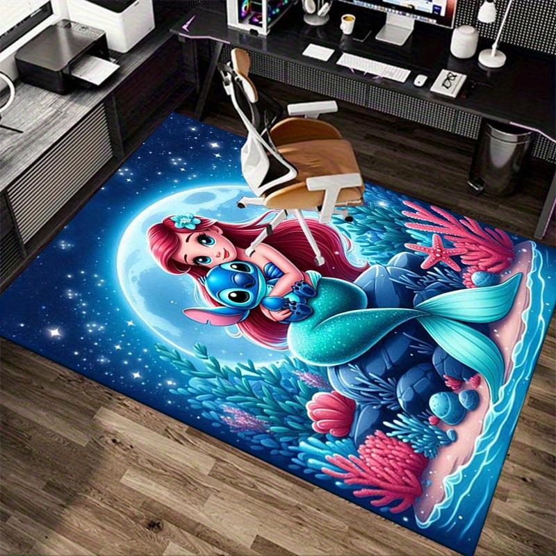 1pc. Magical Mermaid & Stitch Underwater Scene Rug - Home Decor Carpet, Office Mat, Chair Cover, Outdoor Blanket, Gift for z049025