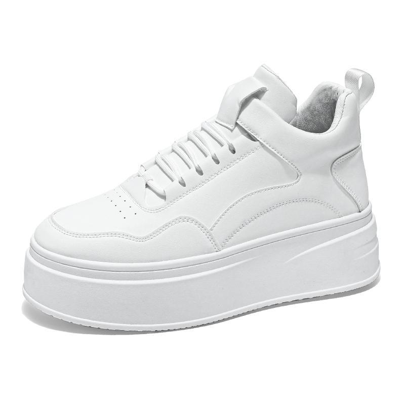 Уличные белые кроссовки на платформе для мужчин, высокие мужские туфли для скейтбординга, модная повседневная кожаная спортивная обувь для мужчин, tenis hombre