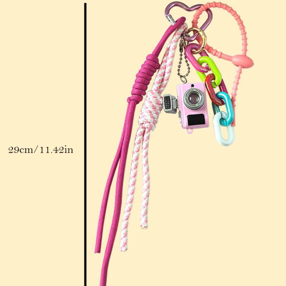 Colorful Mini Keychain Miniature Camera Pendant Cute Nylon Rope Bag Pendant Couple