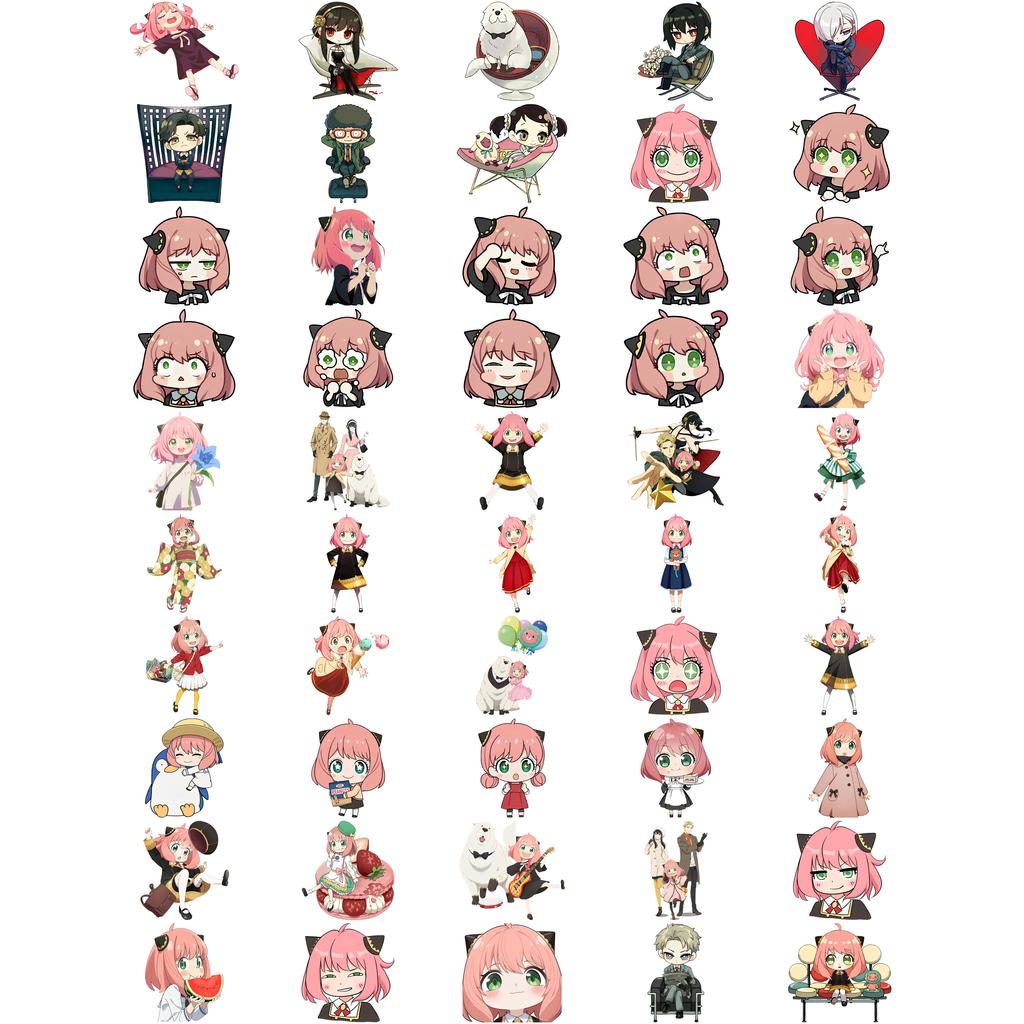 50Pcs Q-version Spy Game House Stickers SPY Anya Anime Japanese Cartoon Decorative Waterproof Mobile Phone Stickers for Children's Toys
