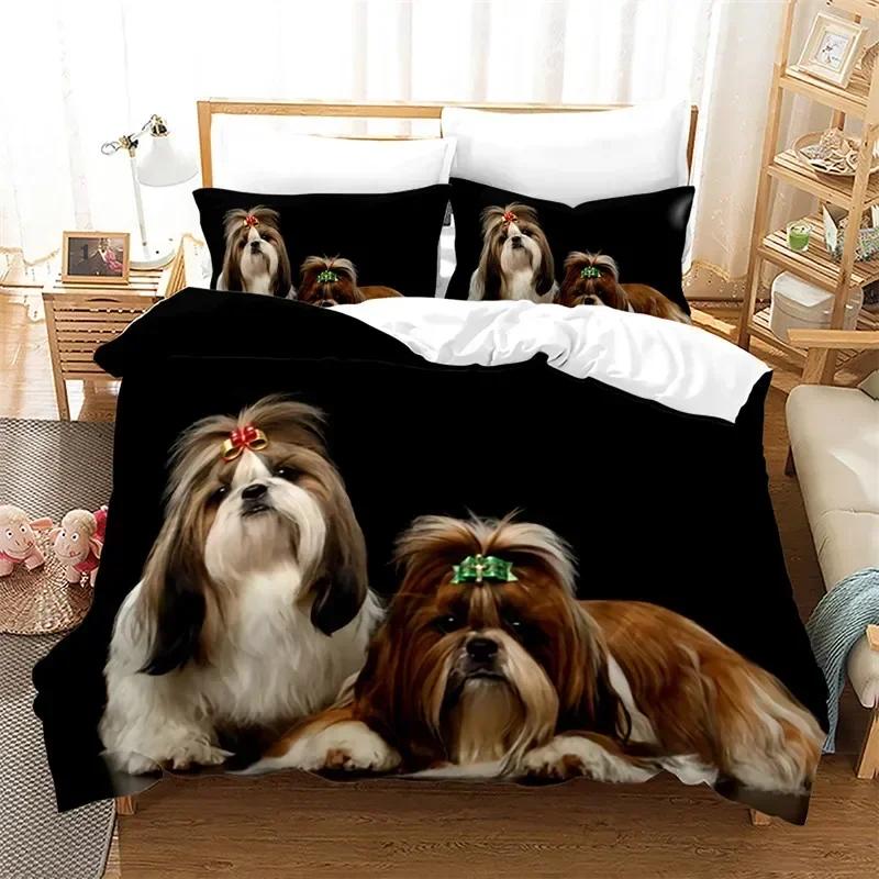 3D Print Cute Dog Lovely Puppy Pet Comfortable Duvet Quilt Cover Pillowcase Bedding Set Children Bedroom Decoration Home Textile