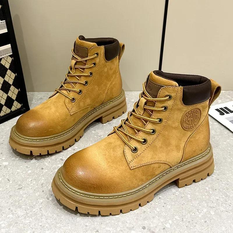 Ботинки женские из натуральной кожи на толстой подошве Мотоциклетная рабочая одежда для отдыха на природе Женские ботильоны Обувь для женщин Zapatos