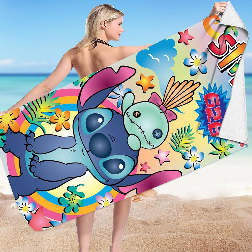 Stitch Zai Animation Beach Towel Microfiber Double-Sided Fleece Beach Towel Bath Towel Variety Square Towel Beach Towel
