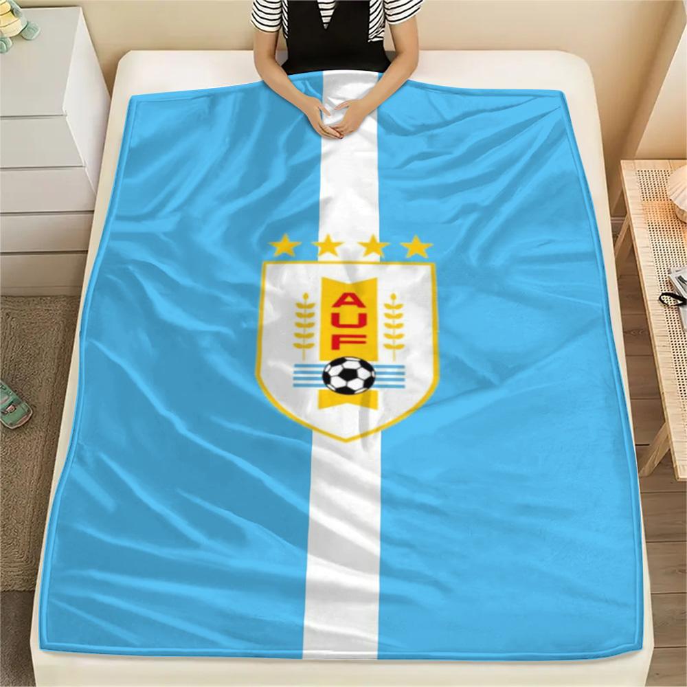 1Pc AUF Logo Uruguay Print Flannel Blanket High Quality Warm Comfortable Cover for All Seasons Perfect for Gifts Home Decor