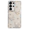 For Samsung Galaxy S25 Ultra Case Rhinestone Edge Pearl Butterfly Decor TPU+PC IMD Phone Cover