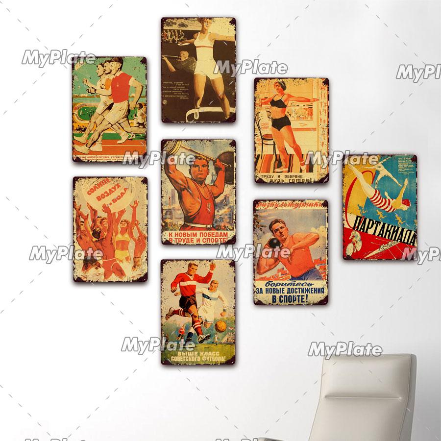 Русский металлический знак, винтажная табличка, жестяная вывеска, настенный декор для бара, клуба, человека, пещеры, сбор СССР, спортивный постер
