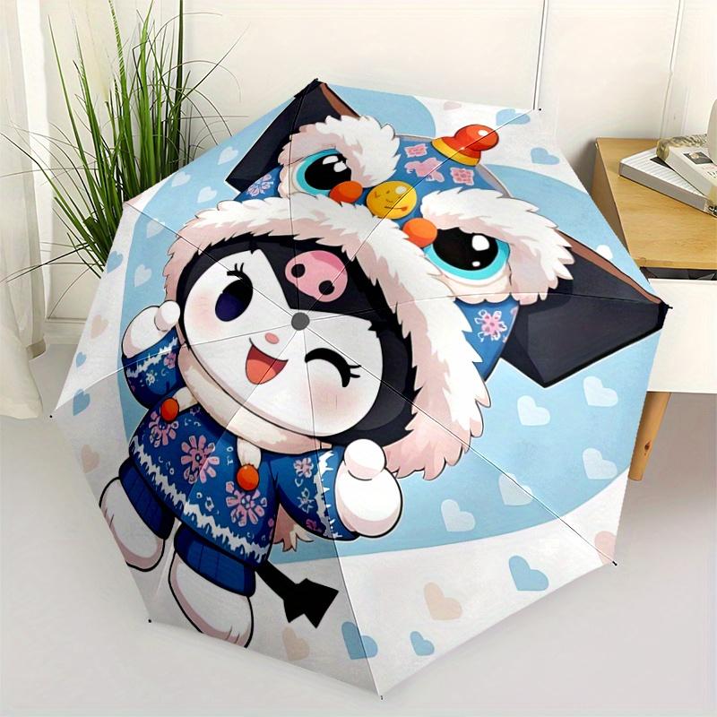 1pc Lion Dance Kuromi Automatic Opening and Closing Umbrella - Small Umbrella Suitable for Various Occasions, Portable 3-Fold Small Umbrella for Men a