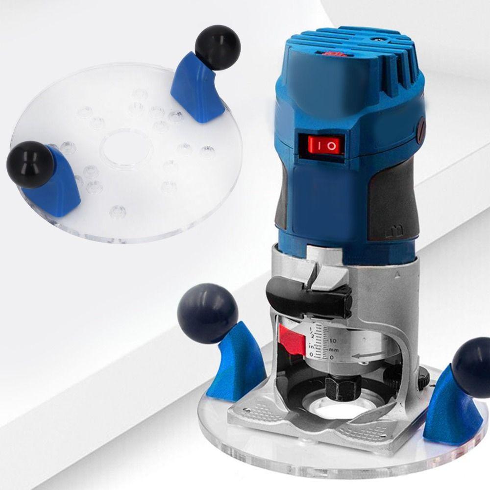 Двойные ручки Деревообработка резьба позиционирующий диск Прозрачная основа Легкая установка Электрическая фрезерная база для дерева