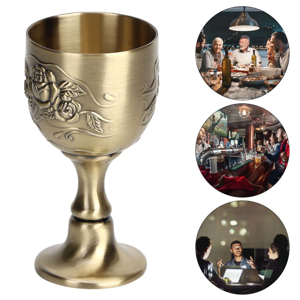 Flower Embossed Vintage Wine Cup Metal Chalice Cup Goblets & Chalices Communion Cups Church Use