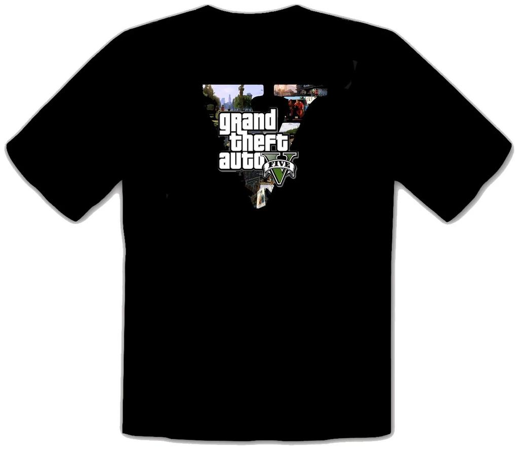 GTA V GTA 5 Grand Theft Auto 5 Rockstar Jogos Логотип ЧЕРНАЯ Футболка - 544-