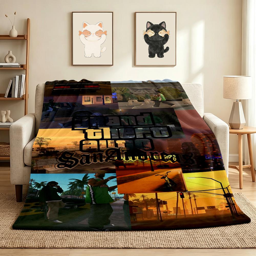 San Andreas Cityscape Flannel Blanket Throw Blanket Soft Warm Sofa Bed Camping Home Decor Unique Christmas Gift C9211783