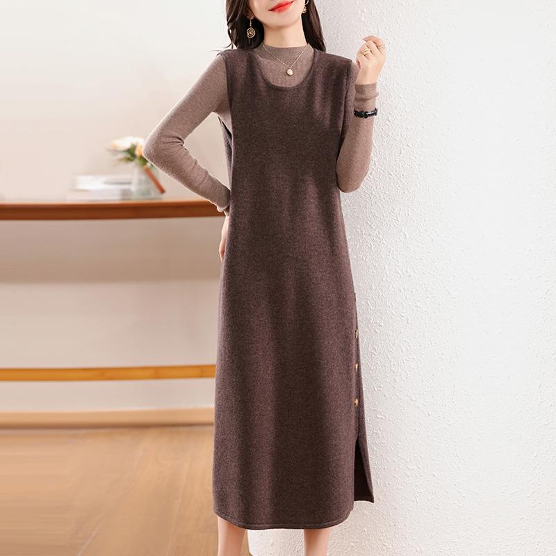Женское кашемировое платье Qinghe кашемир 30% кашемир 70% шерсть осенне-зимняя кашемировая юбка мягкая и теплая