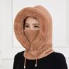Women's Winter Plus Velvet Thick Windproof Hat Knitted Woolen Hat Scarf One