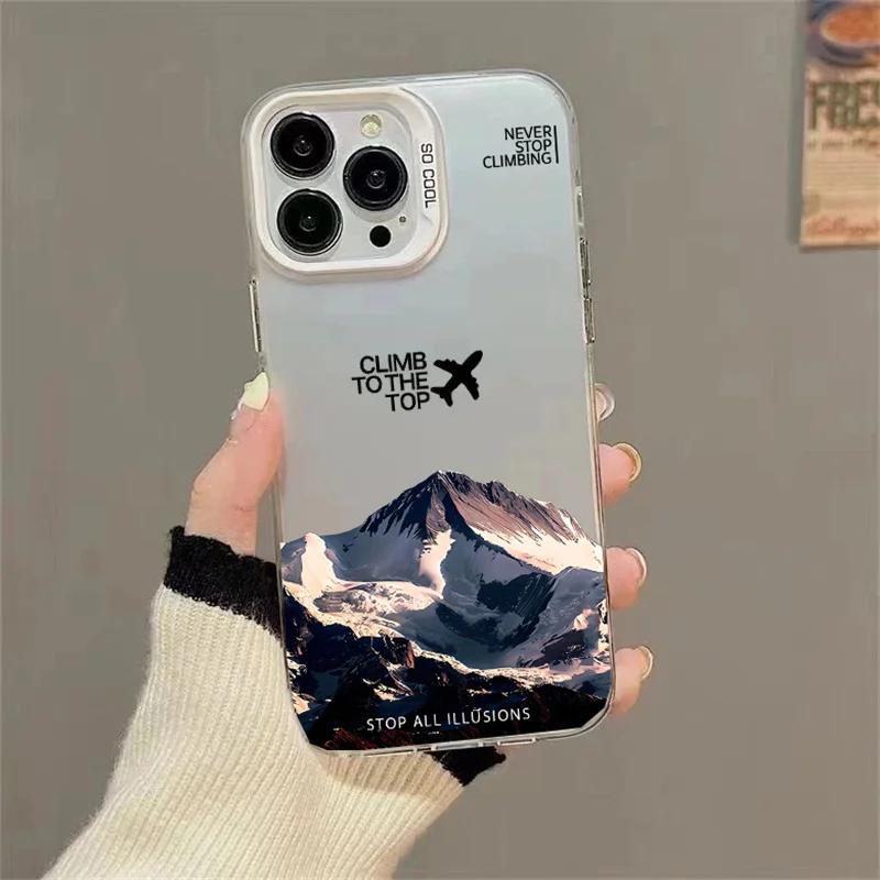 Чехол 'Снежная гора и самолет' для IPhone 17 14 16 15 12 11 Pro Max 13 16E 17E Air Plus Противоударный и противоскользящий чехол