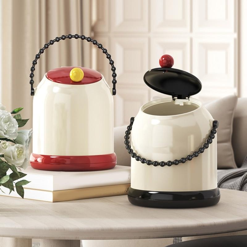 Мини Мусорное Ведро для Офисного Стола с Нажимной Крышкой и Ручкой Портативный Пластиковый Контейнер для Мусора для Спальни Ванной Комнаты Учебной Зоны