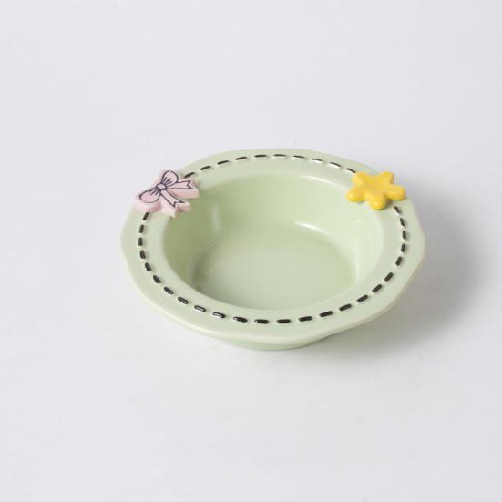 Nostalgie Ceramic Feeding Bowl for Dogs & Cats, Whisker Friendly Kitten Food Water Dish, Wide Shallow Pet Feeder Plate Dry Wet